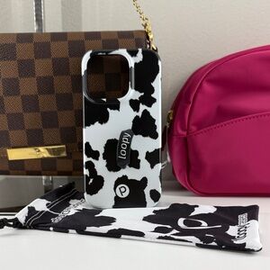 Loopy iPhone 14 Pro Case Cow Print Black & White
